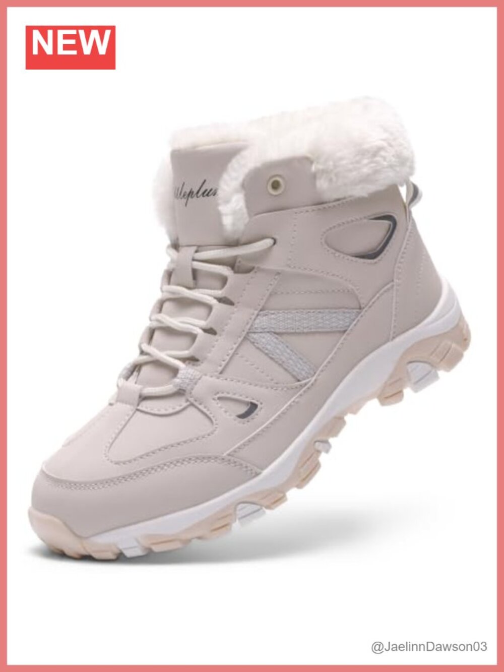 Faux Fur Lined Snow Boots Anti Slip Lace Up Winter Ankle Booties